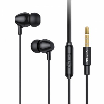 Wired in-ear headphones Vipfan M16, 3.5mm jack, 1m (black)