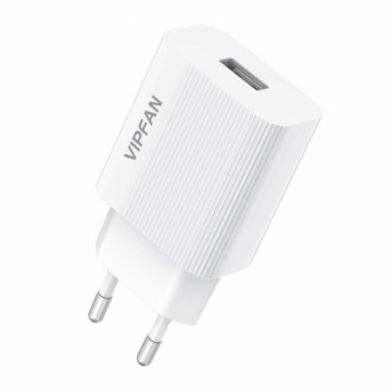 Wall charger Vipfan E01, 1x USB, 2.4A (white)