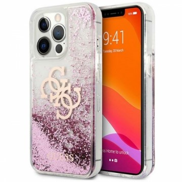 GUHCP13XLG4GPI Guess TPU Big 4G Liquid Glitter Pink Case for iPhone 13 Pro Max Transparent