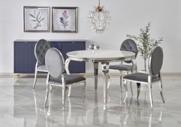 REGINALD table, color: top - white marble, legs - silver