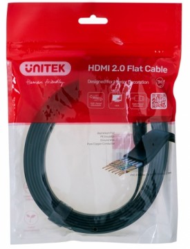 UNITEK HDMI CABLE 2.0 4K60HZ,FLAT ,3M, C11063BK-3M