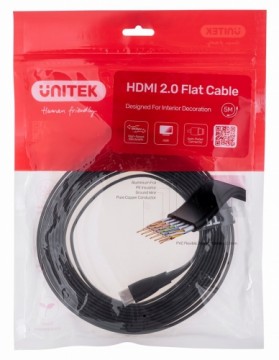 UNITEK HDMI CABLE 2.0 4K60HZ,FLAT, 5M, C11063BK-5M