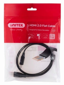 UNITEK HDMI CABLE 2.0 4K60HZ, FLAT, 1M,C11063BK-1M