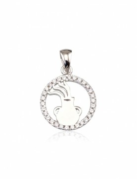 Silver pendant #2300393(PRh-Gr)_CZ, Silver 925°, Rhodium (Plating), Zirkons, 2.5 gr.