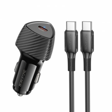 OEM Borofone Car charger BZ31B Solid - Type C - PD 30W with Type C to Type C cable black