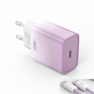 XO wall charger CE18 PD 30W 1x USB-C purple-white + cable USB-C - USB-C