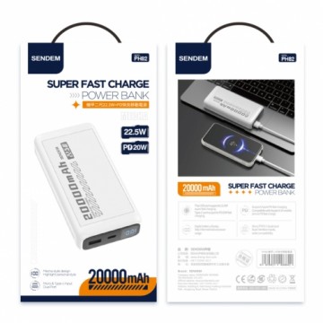 SENDEM PH82 powerbank 20000 mAh | 2.4A | LED | white