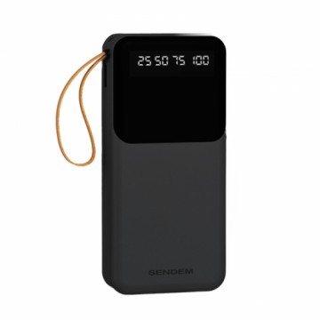 SENDEM P402 powerbank 20000 mAh | 2,4A | LED | iebūvēti USB-C, Lightning, Micro USB kabeļi | melns