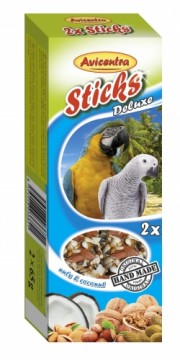 Placek Papildbarība putniem – Avicentra Sticks nutty for big parrots, 2x65g