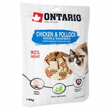 Лакомства для кошек : Ontario Cat Курица и минтай двойной сэндвич 50г.