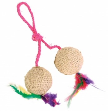 Cat toy : Trixie 2 balls on a rope, jute, ø 4.5 cm