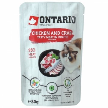 Canned cat food : Ontario Pouch Chicken and Crab in Broth, 80 g