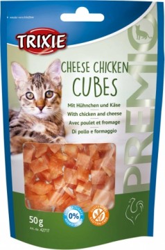 Gardumi kaķiem : Trixie Premio Cheese Chicken Cubes, 50 g