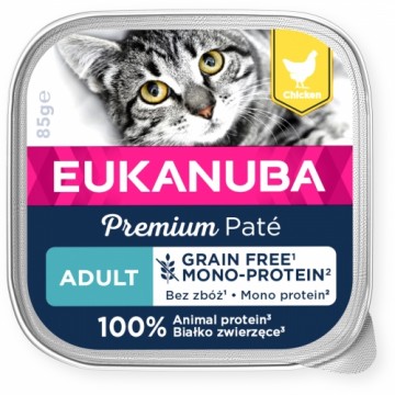 Konservēta barība kaķiem - Eukanuba Cat Adult Chicken pate Mono 85g