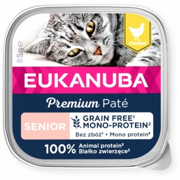 Canned cat food - Eukanuba Cat Senior Chicken pate Mono 85g