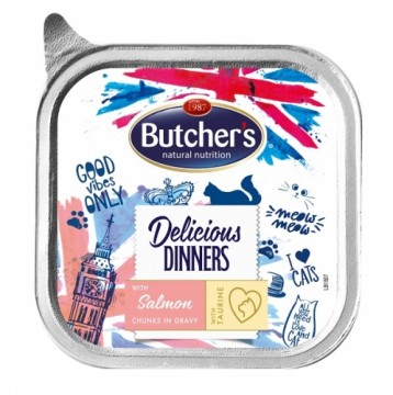 Консервы для кошек - Butchers Delicious Dinners корм для кошек CIG с лососем 100г