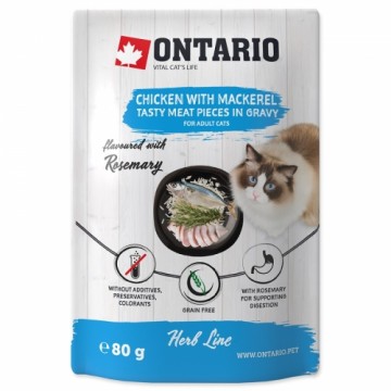 Canned cat food - Ontario Herb Chicken with Mackerel, Rice and Rosemary, 80g