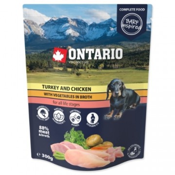 Консервы для щенков : Ontario Dog Индейка, курица и овощи в бульоне, 300 г