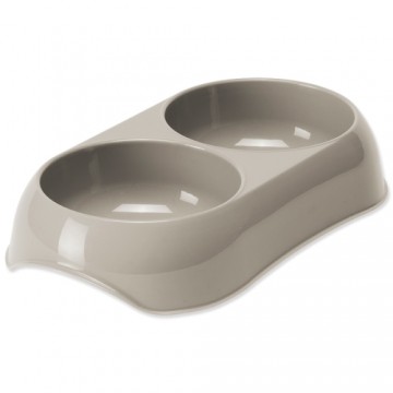 Bowl for animals, plastic : Magic Cat Plastic Double Bowl, grey,23*13cm