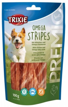 Gardums suņiem : Trixie Premio Omega Stripes, chicken, 100 g.