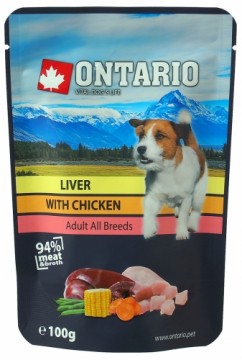 Konservi suņiem : Ontario Dog Liver with Chicken in Broth, 100g