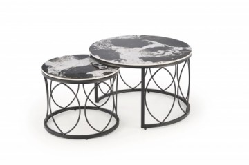 Halmar ALEXANDRA   set of two coffee tables, black marble / black