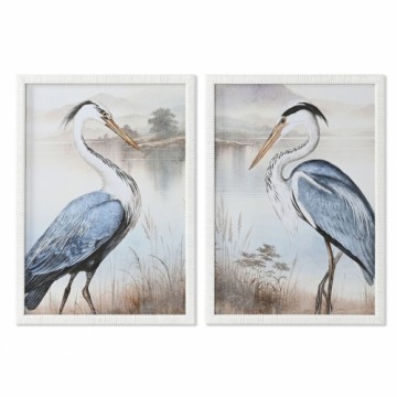 Painting Home ESPRIT Blue White Bird Oriental 50 x 2,5 x 70 cm (2 Units)