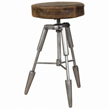 Stool Alexandra House Living Brown Leather Metal Iron 39 x 55 x 39 cm