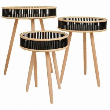 Set of 3 tables Alexandra House Living Black Wood Bamboo