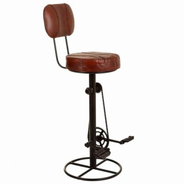 Stool Alexandra House Living Brown Black Leather Iron 41 x 117 x 41 cm Pedals