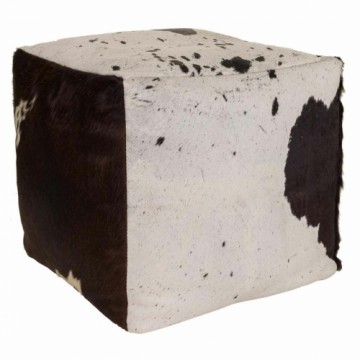 Pouffe Alexandra House Living White Black Leather 40 x 40 x 40 cm