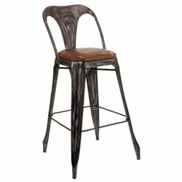 Stool Alexandra House Living Brown Black Leather Iron 53 x 105 x 49 cm