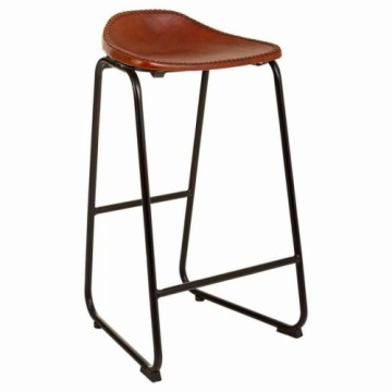 Stool Alexandra House Living Brown Black Leather Iron 46 x 80 x 46 cm