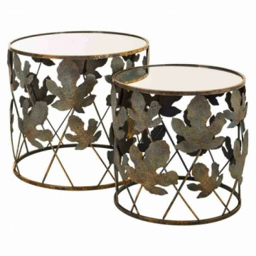 Set of 2 tables Alexandra House Living Golden Glass Iron 60 x 56 x 60 cm