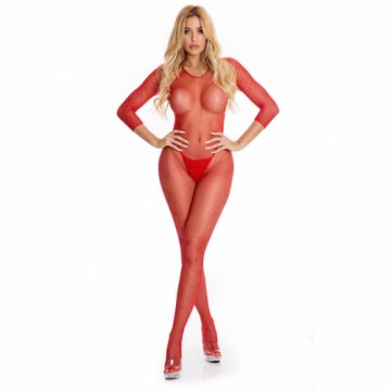 Bodystocking Pink Lipstick Red (S/M)