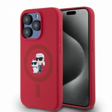 Karl Lagerfeld KLHMP15LSCMKCRHR iPhone 15 Pro 6.1" czerwony|red hardcase Silicone KC Heads Ring MagSafe