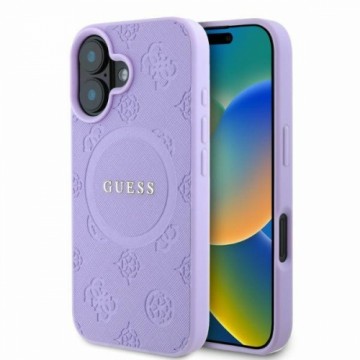 Guess GUHMP16SPSAPSMEU iPhone 16 6.1" fioletowy|purple hardcase Saffiano Peony Classic Logo MagSafe