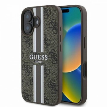 Guess GUHMP16SP4RPSW iPhone 16 6.1" brązowy|brown hardcase 4G Printed Stripes MagSafe