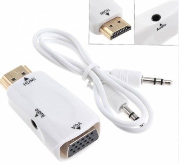 Fusion video signal converter HDMI to VGA (+audio) white