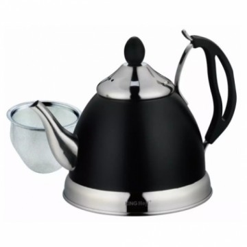 Teapot with strainer, 1l steel, black Kinghoff.