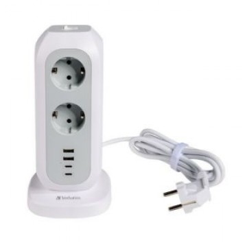 Verbatim   Verbatim Przedłużacz pionowy 15w1 11xAC UE/2xUSB-C/2xUSB-A 2m EUPT-01 biały/white 49547