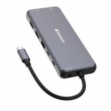 Verbatim   Verbatim Adapter Hub USB-C - 2xHDMI/VGA/ Eternet/5xUSB-A/Jack 3.5mm/2xUSB-C/SD/microSD aluminium/aluminum 32154