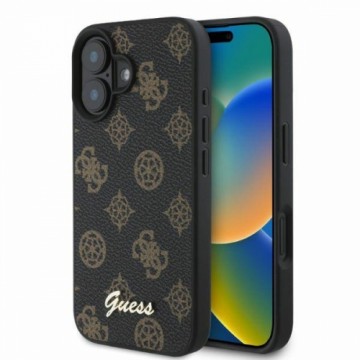 Guess GUHMP16SPGPYSK iPhone 16 6.1" czarny|black hardcase Peony Script MagSafe