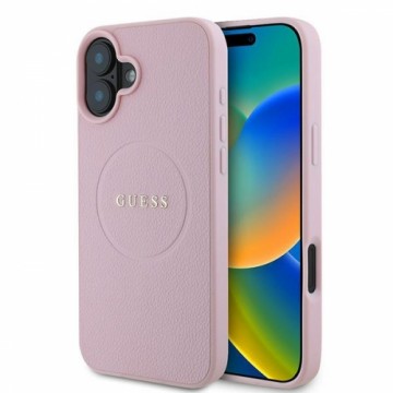 Guess GUHMP16MPGHSMMP iPhone 16 Plus 6.7" różowy|pink hardcase Grained Gold Ring MagSafe