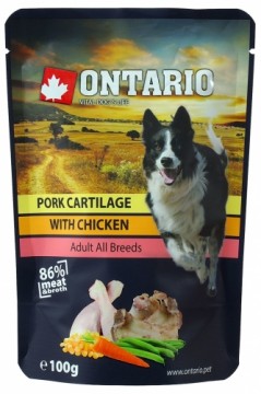 Консервы для собак : Ontario Dog Свиной хрящ с курицей в бульоне, 100 г