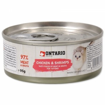 Консервы для котят - Ontario Junior Chicken Pieces+Shrimp 95г