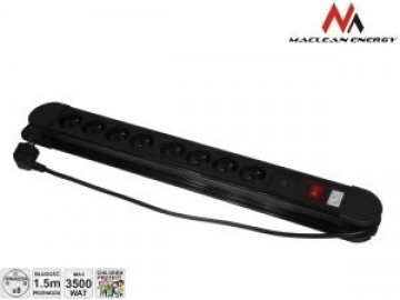 Maclean MCE11 power extension 1.5 m 8 AC outlet(s) Indoor Black