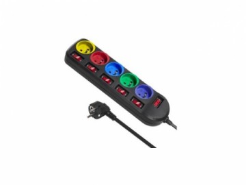 Maclean MCE204M power extension 1.5 m 5 AC outlet(s) Indoor Black, Multicolour