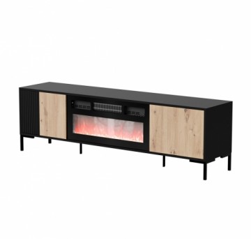 Cama Meble Cama RTV Cabinet MERCI 180 x 40 x 53.5 cm black/oak artisan + fireplace