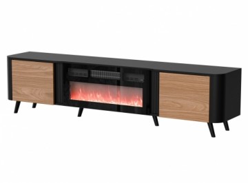 Cama Meble Cama Volare RTV cabinet 200 x 39 x 49 cm black/walnut + fireplace